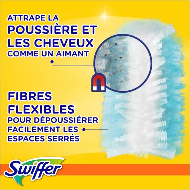 Detalle de Recharges Swiffer Duster Plumeau avec parfum Febreze (54 unités) – capture poussière, saleté et allergènes