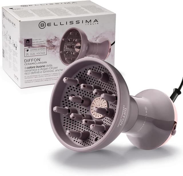 Detalle de Bellissima Imetec Diffon Ceramic & Argan – Diffusore per ricci con olio di argan, azione anti-crespo e doppio voltaggio