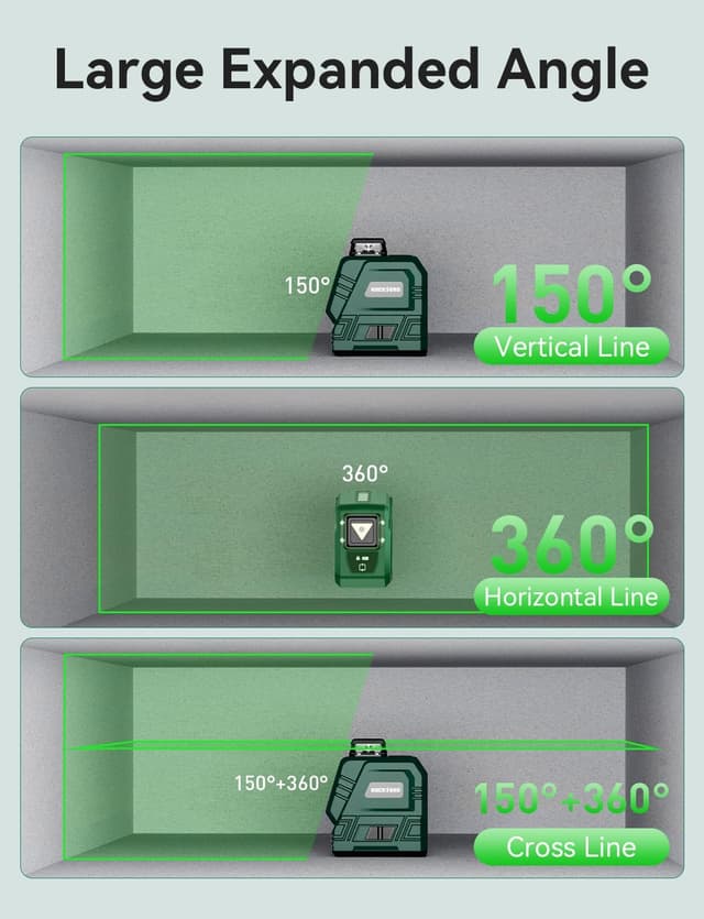 Detalle de RockSeed green laser level with adjustable 1.2m tripod (1×360° horizontal, 1×150° vertical)