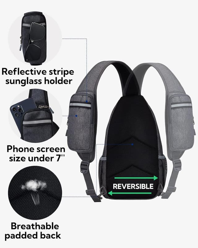 Detalle de WATERFLY Sling Rucksack Sling Bag – verstellbare Umhängetasche für Alltag & Wandern