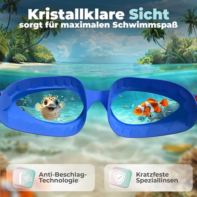Detalle 2 de KIDVERSE Kinder-Schwimmbrille (ab 3 bis 13 Jahre) mit UV-Schutz & Anti-Beschlag