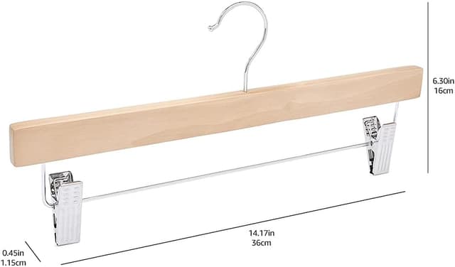 Thumbnail 2 de Amazon Basics Perchas de Madera con Clips, Pack de 10 🧥