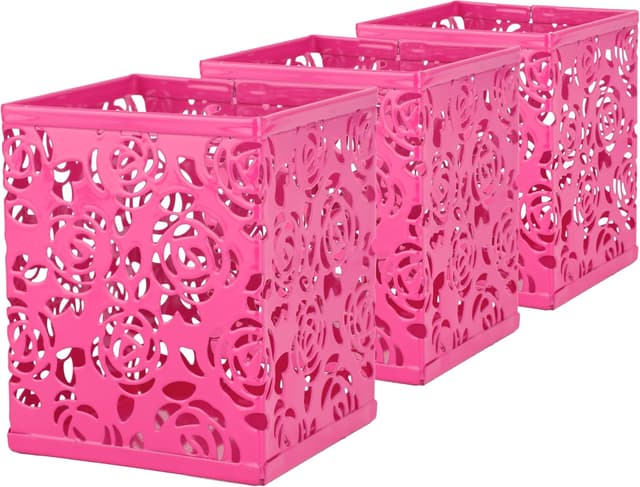 Detalle 2 de RICOO Pot à Crayon B003-F en métal fuchsia : organisateur de bureau et porte-stylo