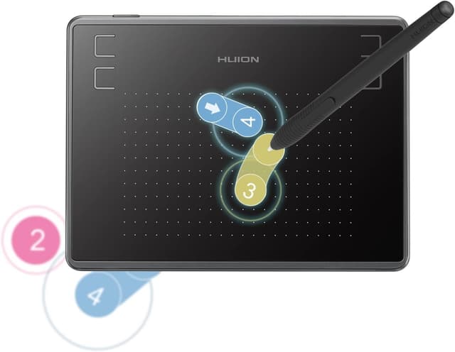 Detalle de Huion Inspiroy H430P drawing tablet (4.8 x 3 inch) with 4 hot keys