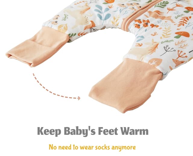 Detalle de Chilsuessy Baby Schlafsack mit Füßen 3,5 Tog aus Soft-Baumwolle (Einhorn Rosa), 90 cm für 95–105 cm Körpergröße