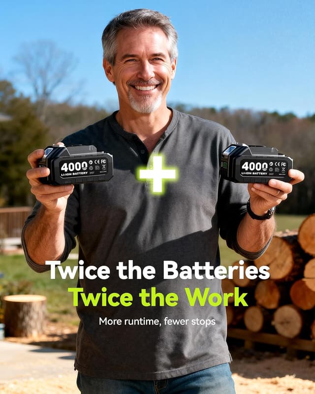 Detalle de 8-Zoll & 6-Zoll Mini-Kettensäge mit 1300 W und 8000-mAh-Akku (für Äste, Holz) – 1-Hand Akku-Säge