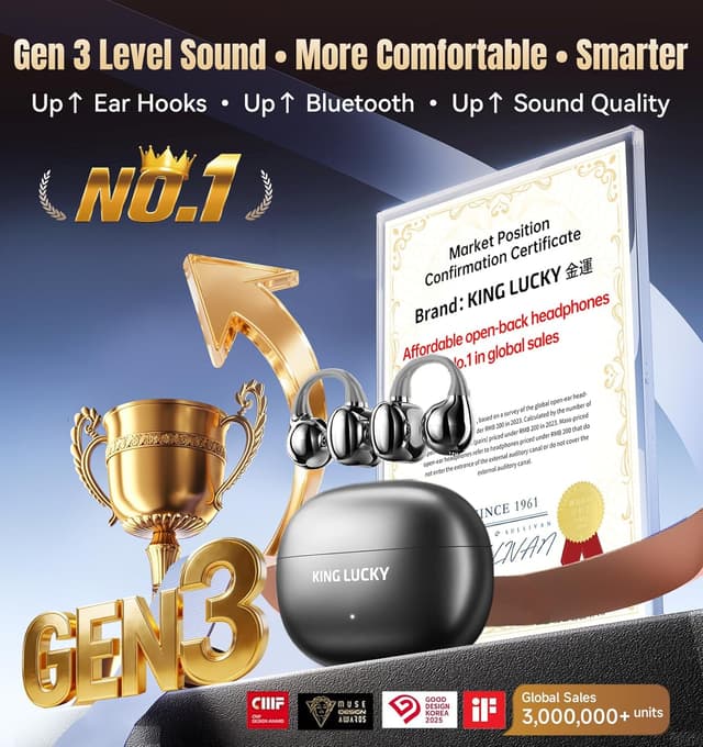 Detalle 2 de King Lucky Open-Ear-Kopfhörer mit Bluetooth 6.0