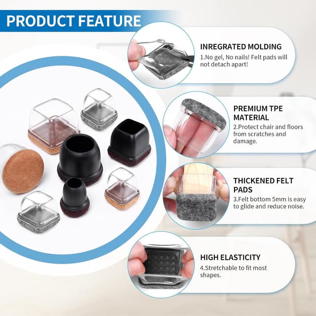 Detalle 2 de Stuhlbein Schutzhüllen mit Filz Ø13-20 mm