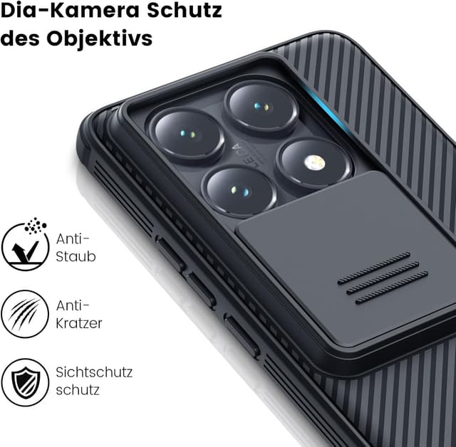 Detalle de Nillkin CamShield Pro Hülle für Xiaomi 14T mit Kamera-Schutz und Slide-Cover (TPU+CP) – schwarz