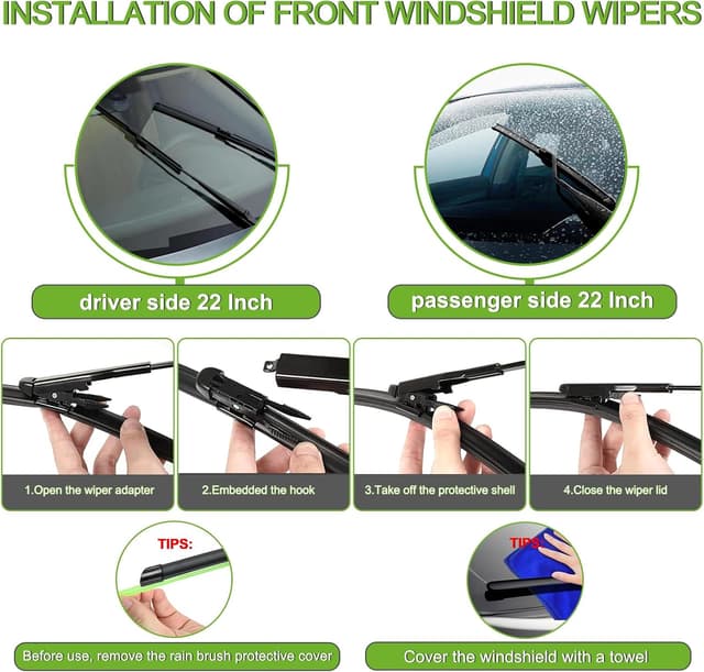 Detalle de PARRATI Windshield Wipers for 2007-2014 Chevrolet Tahoe (Front 22"+22", Rear 12") – OEM Replacement Set of 3