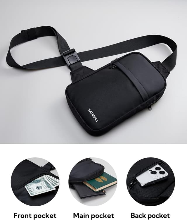 Detalle de Waterfly crossbody chest sling bag (small) – lightweight shoulder bag for work, travel and everyday carry