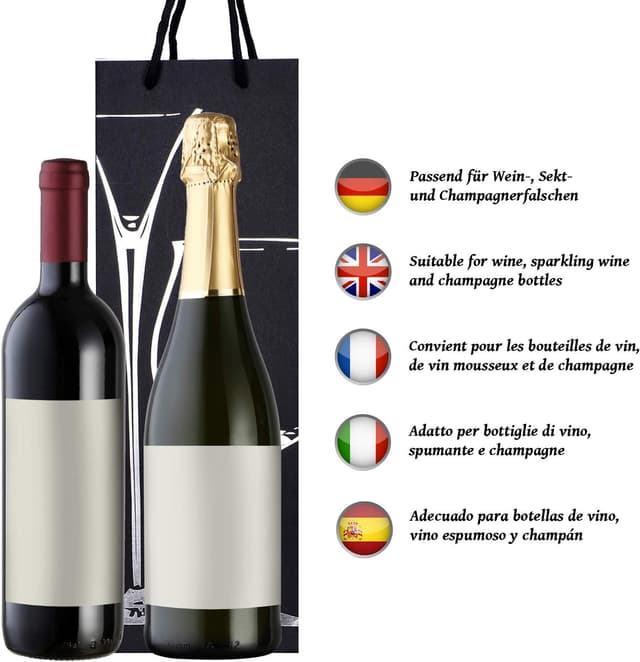 Detalle 2 de Flaschentüten Geschenkset für Wein 10 Stück