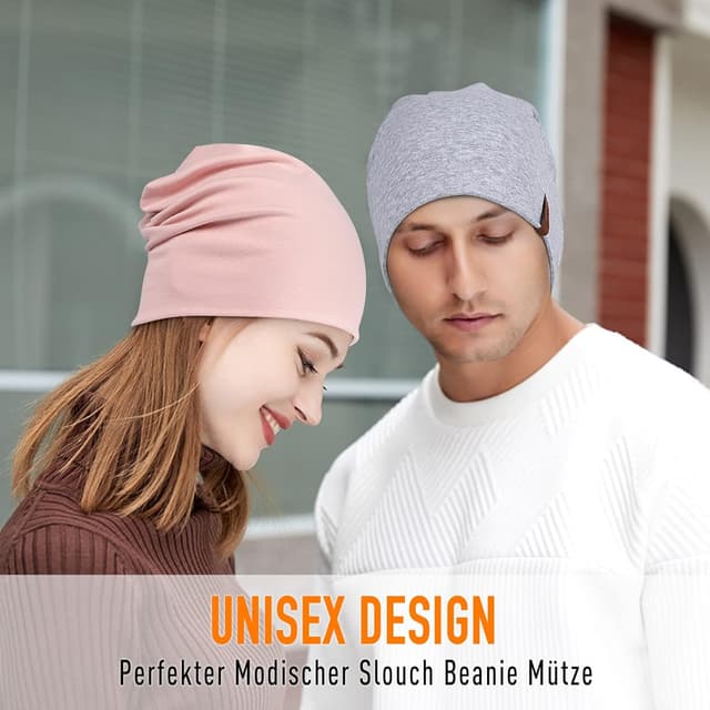Thumbnail 6 de Slouch Beanie Mütze aus Baumwolle (95%) für Damen & Herren – weiche Jersey-Longbeanie, elastisch & ganzjährig