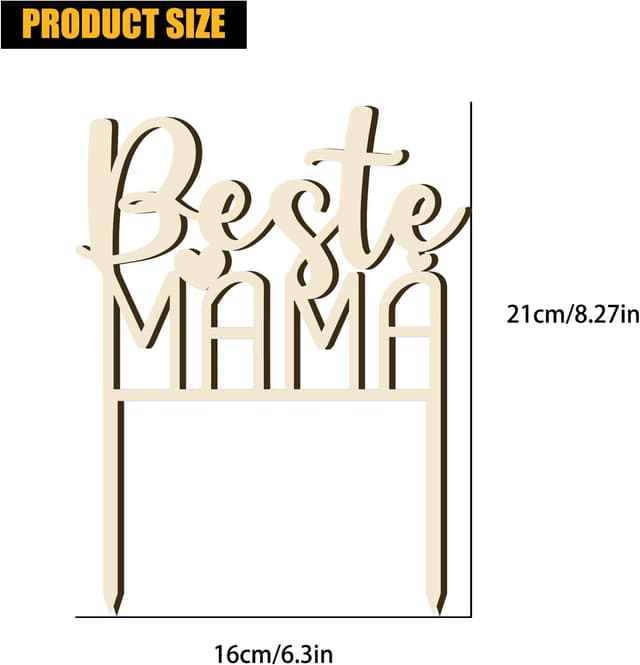 Detalle 2 de Rhsemi Cake Topper Holz Beste Mama