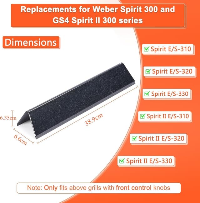 Detalle 2 de GFTIME 7636 Porcelain Steel Heat Plate (Flavorizer) Bars 38.9cm spare parts for Weber Spirit II/LX 300 series