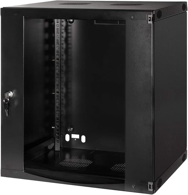 Detalle 2 de LogiLink Professional 19-Zoll-Wandgehäuse 9 HE mit Glastür und Zylinderschloss (Flatpack) – grau