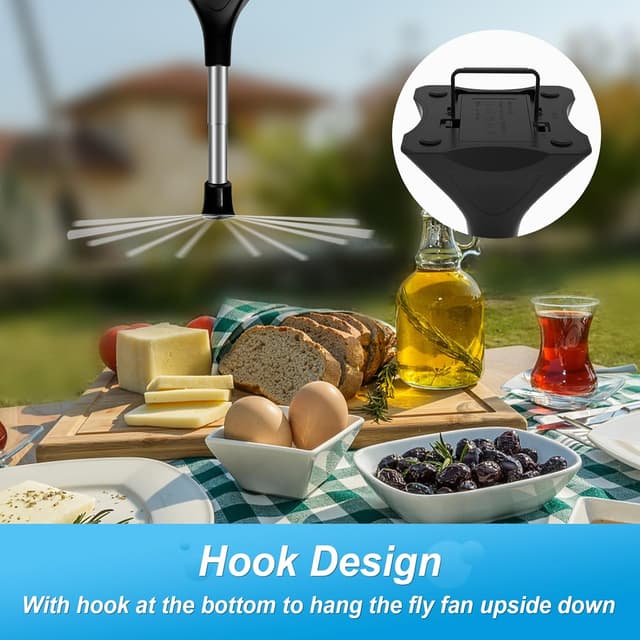 Detalle de Set da 2 ventilatori repellente per mosche e zanzare portatile, pieghevole e da appendere