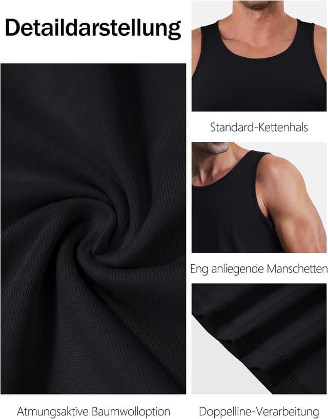 Thumbnail 3 de TACVASEN Tank Top für Herren aus Baumwolle – ärmelloses Achselshirt für Gym & Sommer