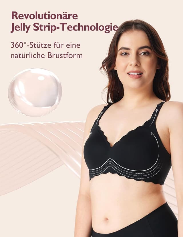 Detalle de momcozy Still-BHS zum Stillen – nahtloser Schwangerschafts- und Still-BH ohne Bügel mit Jelly-Strip-Stütze