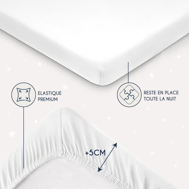 Thumbnail 3 de Dreamzie Lots de 2 draps-housse enfant 40x90