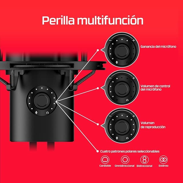 Detalle 2 de HyperX Quadcast 2 micrófono USB para streaming 🎤