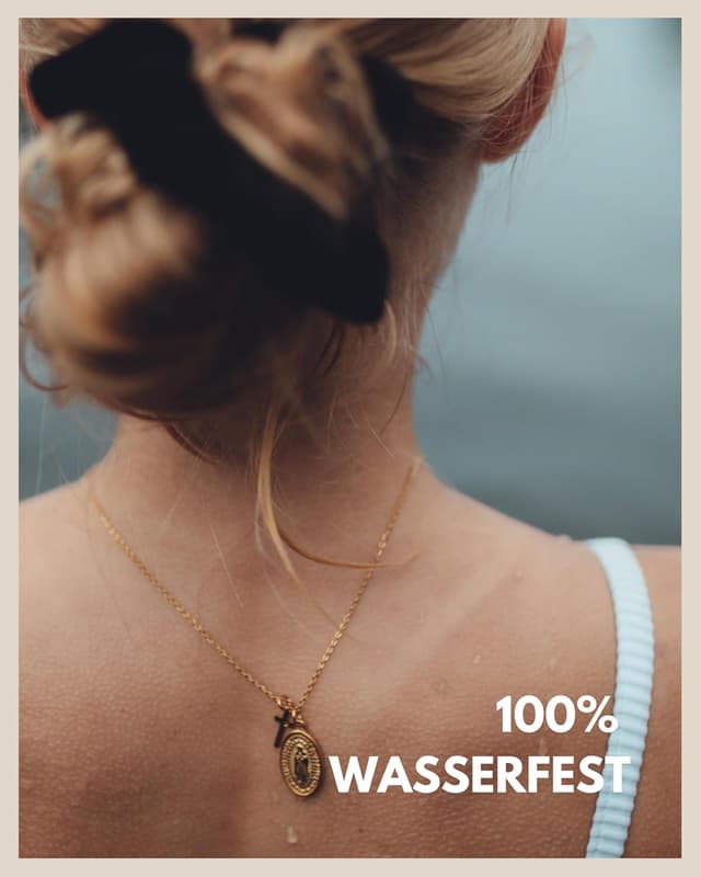 Detalle 2 de GD GOOD.designs Maria Kette für Damen – wasserfeste Madonna-Halskette aus Edelstahl mit kleinem Kreuz, 42+5 cm verstellbar