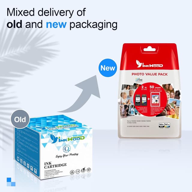 Detalle de Inkwood PG-560XL Schwarz & CL-561XL 5er? Multipack (560/561) kompatibel für Canon Pixma TS5350 TS7450