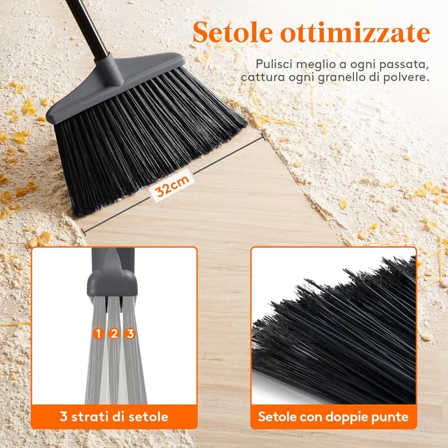 Detalle de Lifewit Scopa da Esterno 135 cm con manico telescopico regolabile