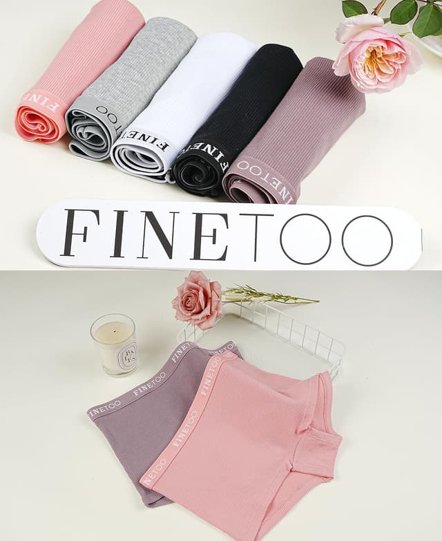 Detalle 2 de FINETOO 5-Pack Cotton Boyshort Underwear for Women (Full Coverage)