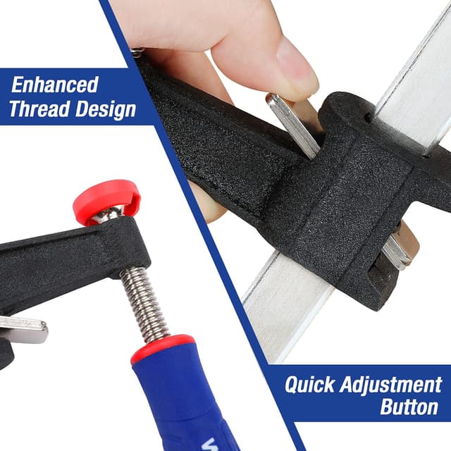 Detalle de WORKPRO Jeu de serre-joints métalliques à libération rapide – 2 pièces, largeur de serrage 300 mm, force max 272 kg