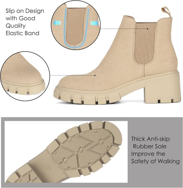 Detalle 2 de Athlefit Women's Chelsea Boots 2.3in chunky heel