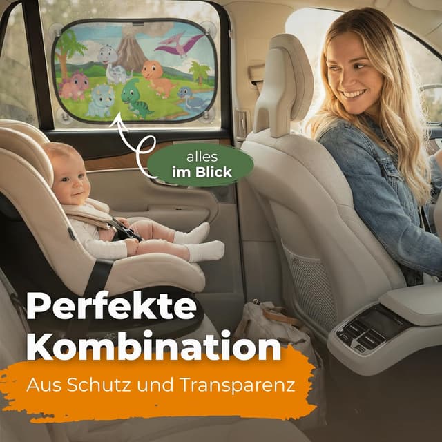 Detalle de CARAMAZ Opti-Dark Sonnenschutz Auto Baby mit UV-Schutz (GSM100+) inkl. Saugnapf, 51x31 cm – 2er Set