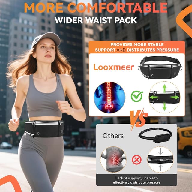 Detalle 2 de Looxmeer Joggingleine mit Bauchgurt für große und mittelgroße Hunde, freihändig – reflektierend, 1,6–2,2 m, schwarz