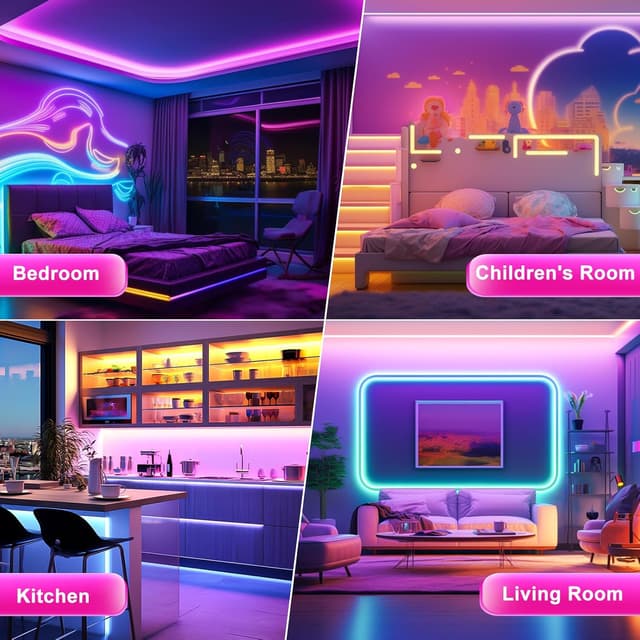 Thumbnail 6 de Ylatoial Striscia LED RGB da 10 m con sincronizzazione musicale, Bluetooth e dimmer