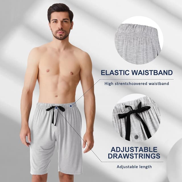 Detalle de BAMBOO COOL Men’s Bamboo Viscose Pajama Lounge Shorts (2-Pack) with Pockets