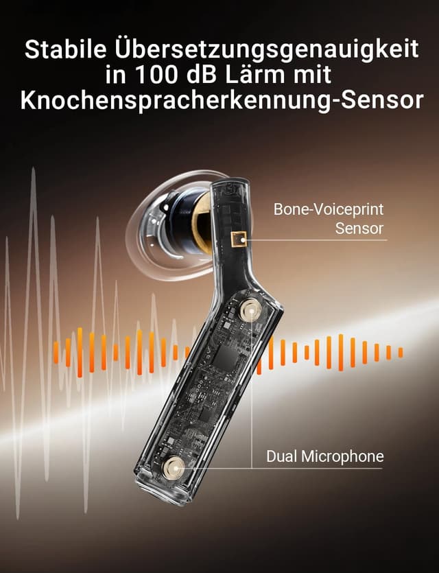Detalle de Timekettle W4 AI Cuffie Traduttore con traduzione simultanea bidirezionale e sensore vocale osseo