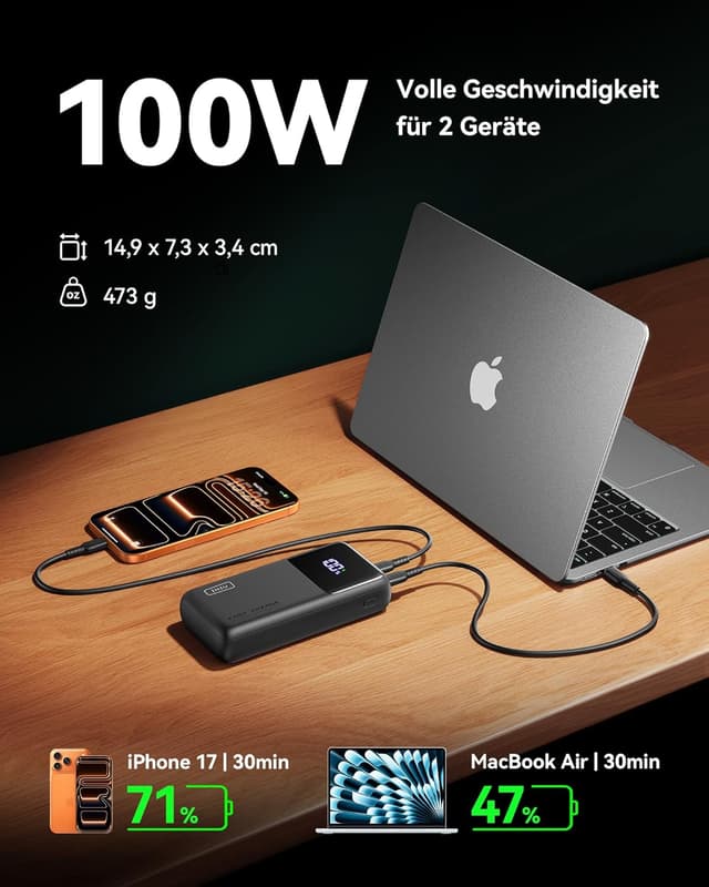 Detalle 2 de INIU Laptop Power Bank 25.000 mAh