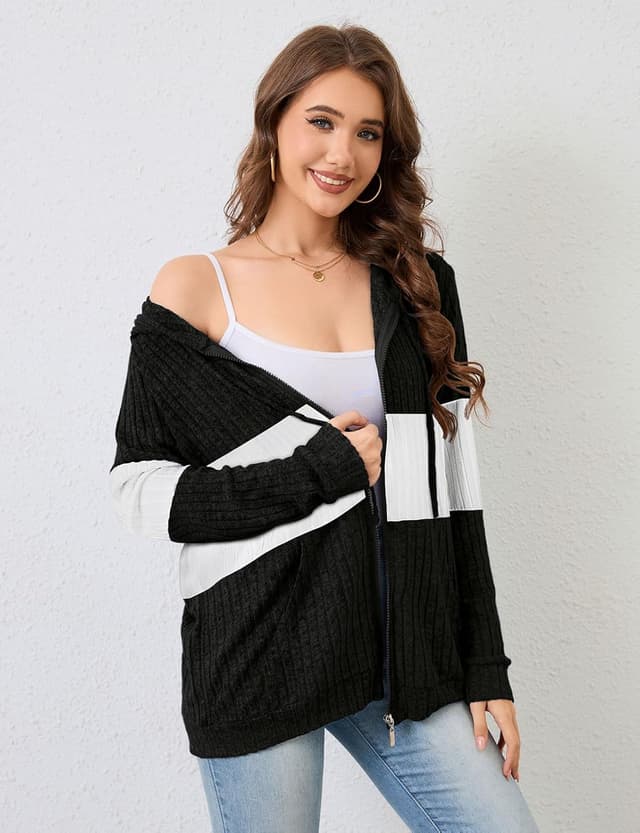 Detalle 2 de Flikity women’s zip-up cardigan hoodie with large pockets (lightweight tunic jacket)