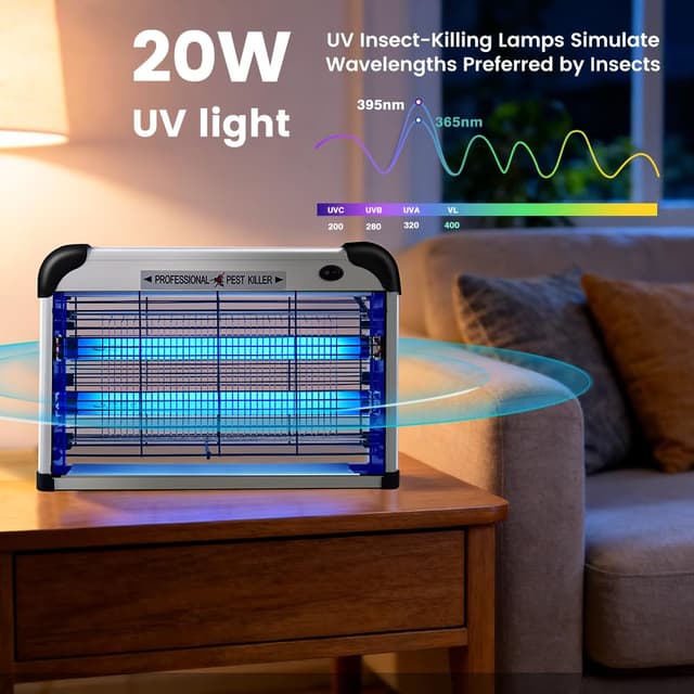 Detalle 2 de Hefite Fly Zapper Electric Indoor 3500V with 20W UV Light (Hangable)