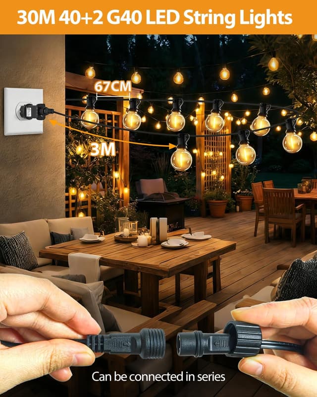 Detalle de btfarm Outdoor Festoon Lights 36 m