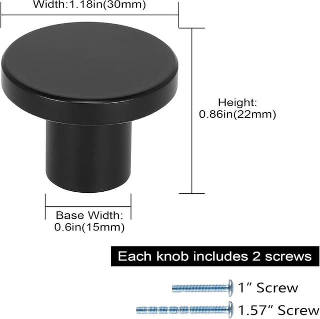 Detalle 2 de Goldenwarm 4er-Set Möbelknöpfe Schwarz (Schubladenknopf, Schrankknopf) aus Metall