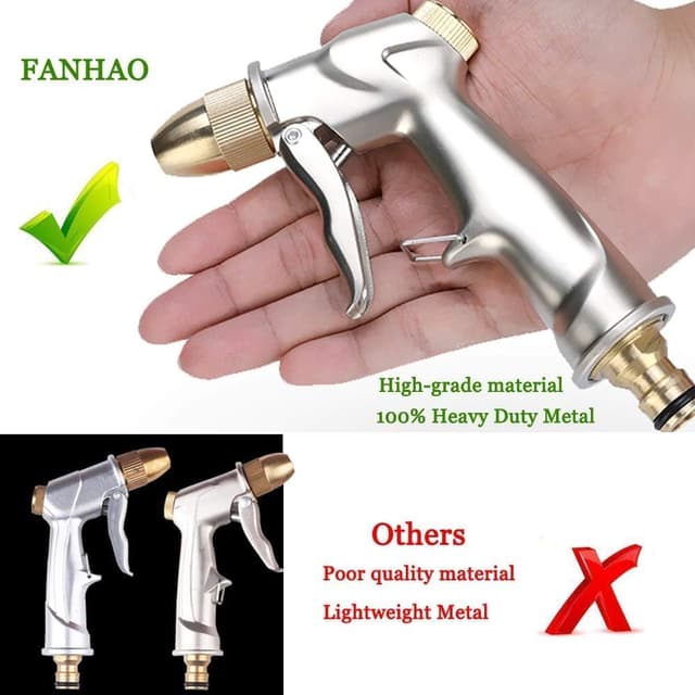 Detalle 2 de FANHAO Garden Hose Spray Gun with Full Brass Nozzle – adjustable high-pressure hose water gun