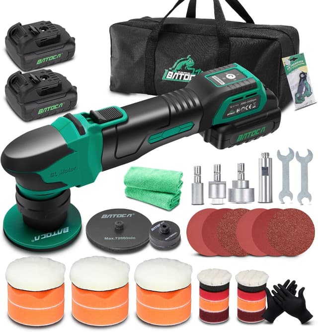 Detalle de BATOCA S4 Profi Akku Poliermaschine (RO&DA), 12V Mini Polier-Set mit 2× 2.5Ah Akkus