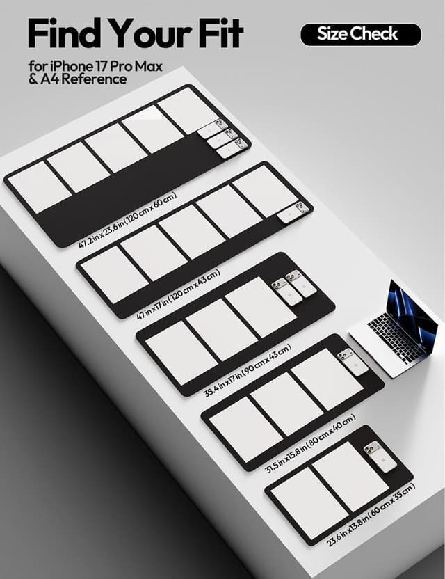 Detalle de YSAGi Leather Desk Protector (Large) — PU Leather Office Mat & Mouse Pad, Waterproof, Non-Slip, Black