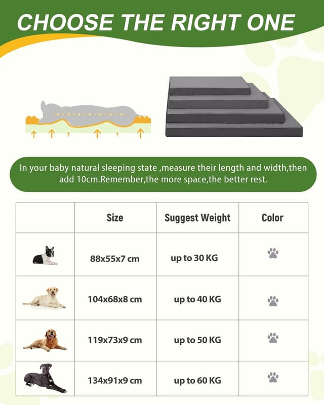 Detalle 2 de Favodormir Waterproof Dog Bed for Crate with 7cm Orthopedic Egg-Crate Foam, Grey (88x55x7cm)