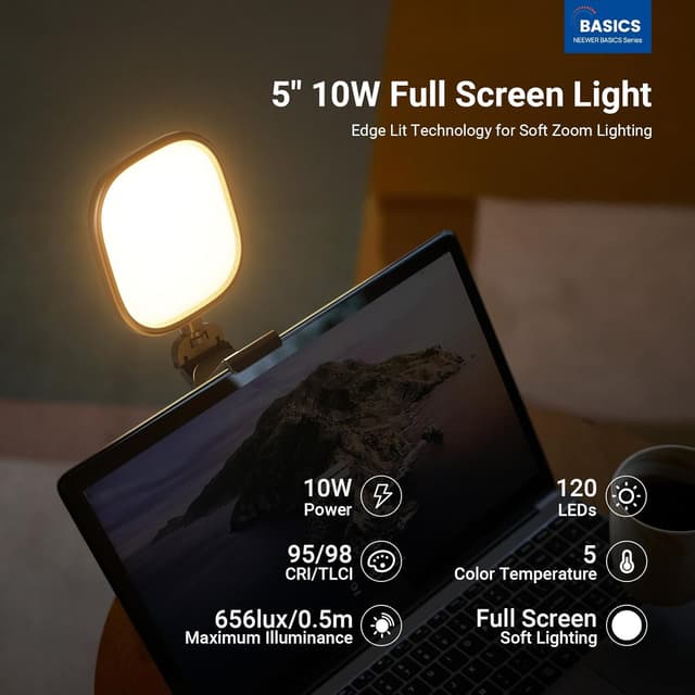 Detalle 2 de NEEWER BASICS NL10 5-inch Monitor Light Bar with Stand, 10W Bi-Color Edge-Lit USB LED panel