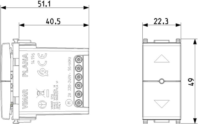 Detalle 1 de Vimar 14196 Plana commutatore elettronico centralizzabile Quid per tapparelle (memorizzazione posizione)