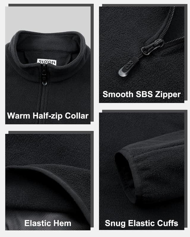 Detalle 2 de 33,000ft men’s fleece half zip 2 pockets