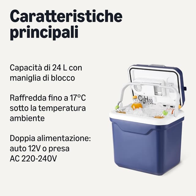 Detalle 2 de Amazon Basics Frigorifero Portatile Elettrico 12V/230V 24 L con raffreddamento e riscaldamento (blu)