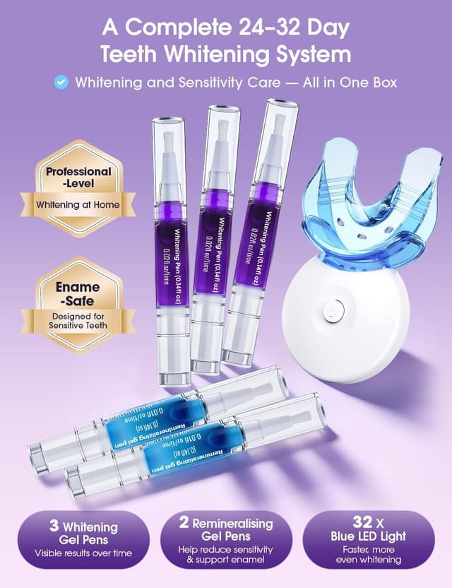 Thumbnail 6 de Teeth Whitening Kit with LED Light (35% PAP + V34 purple colour corrector) with 3 whitening pens & 2 desensitising gel pens
